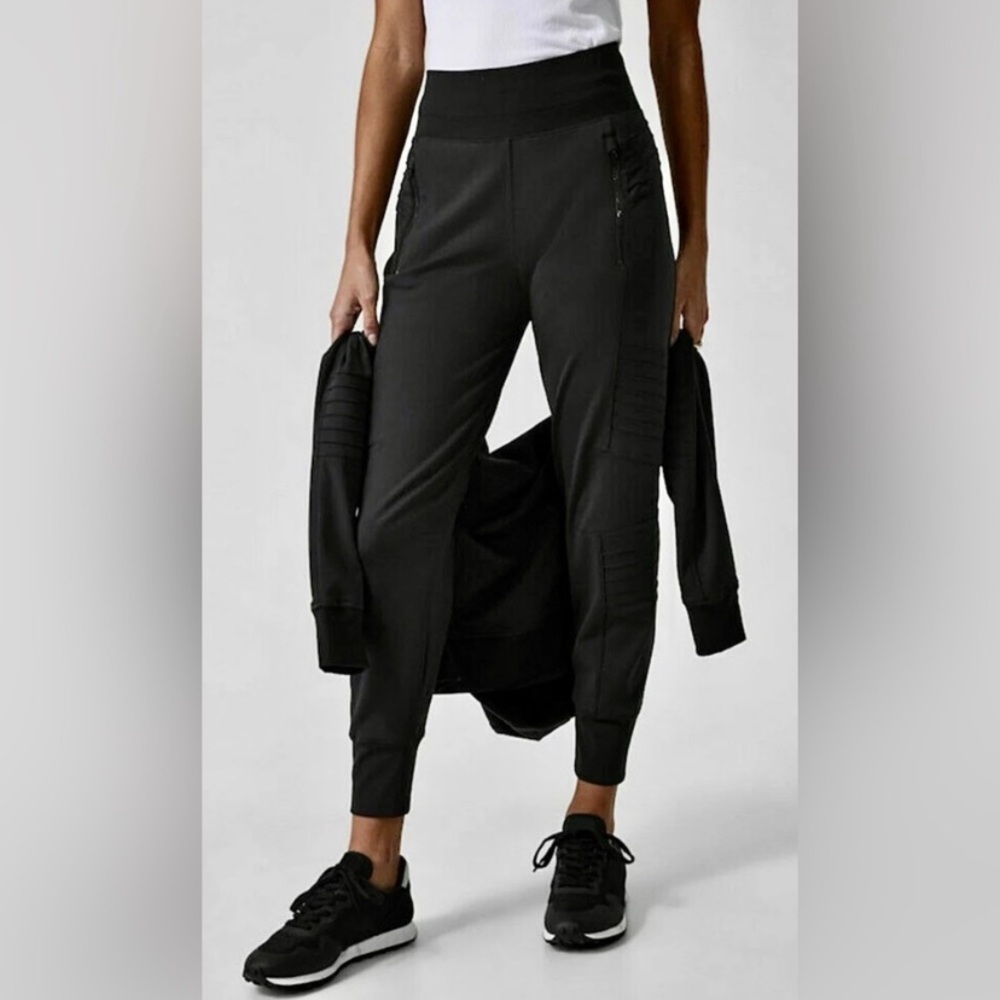 Athleta Venice Moto Joggers SZ XXS Black Athleisure Athletic Gym Workout Sports